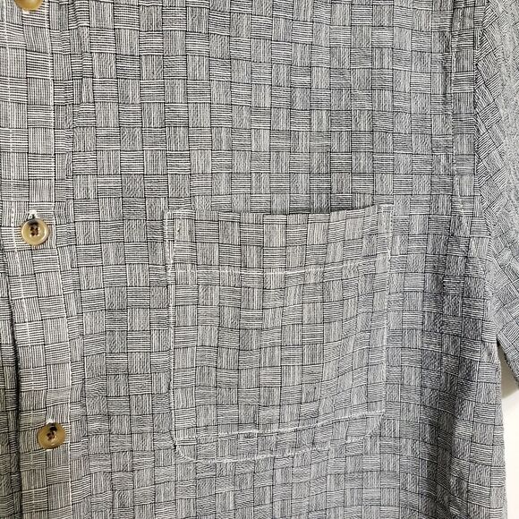 Five Four Mens Shirt Large Plaid Navy Blue White Short Sleeve Button Up Pocket - Picture 5 of 9